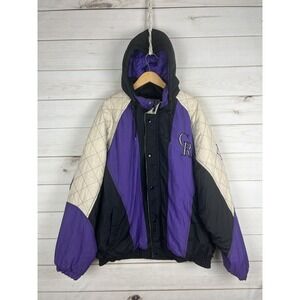 Vintage Colorado Rockies Jacket Mens 2XL Black Purple‎ Starter Hooded MLB 90s